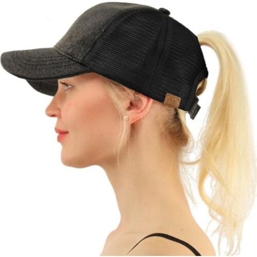 YLWHJJ Hot Selling Womens Mesh Cap Rear Open Sequin Ponytail Baseball Cap Fashion Wild Cap