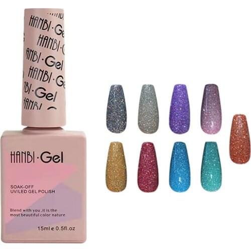 Reflective Glitter Sparkle Diamond UV Gel Nail Art Soak Off UV Gel Bright Long Lasting Varnish Nail Art Tool Base Nail Polish
