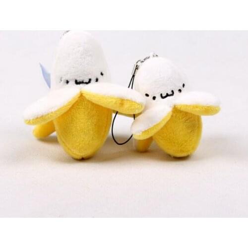 Super Cute 6CM Little Yellow Banana Plush Stuffed Toy Key Chains Small String Plush Doll Fruit Toy Keychain for Women &Girl