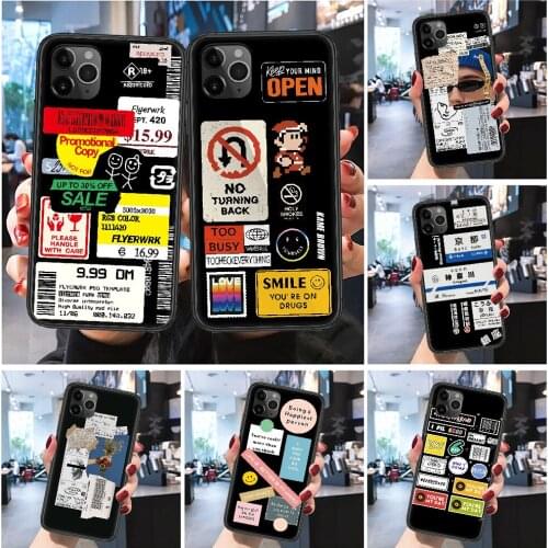 Retro Bar Fashion Code Label Phone Case Cover Hull For iphone 5 5s se 2 6 6s 7 8 12 mini plus X XS XR 11 PRO MAX Frosted black