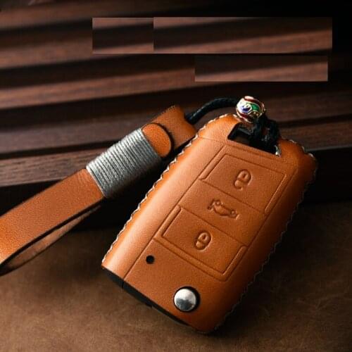 Genuine Leather Car Remote Key Cover Case For Volkswagen Polo Golf 7 Tiguan For Skoda Octavia Kodiaq Karoq For SEAT Ateca Leon