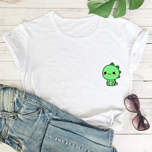 Colored Baby Dinosaur Pocket T-shirt Cute T-Rex Graphic Tee Shirt Funny Women Short Sleeve Hipster Saurus Archeologist Tshirt