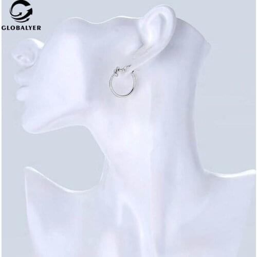 Europe and the USA popular Simple fashion cold wind hollowed out concentric circles Geometric earrings Knotted earrings 511