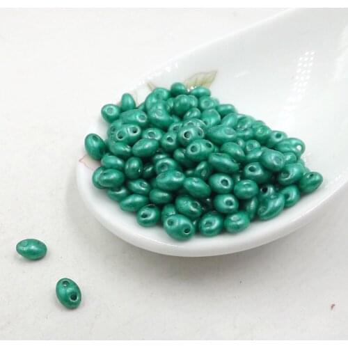 Hot new 5x2.5mm Luster Czech Glass Seed Beads Two Hole 240pcs green