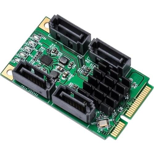 IOCREST 4 Port SATA III 6G Mini PCI Express Marvel 88SE9215 Controller Card