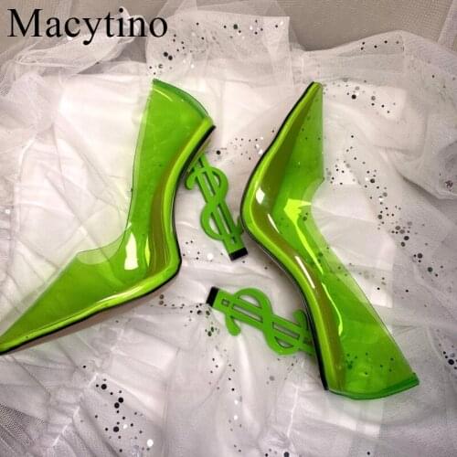 Summer See-through PVC Pumps Women Stiletto High Heels Clear Sexy Ladies Shiny Pointed Toe Pumps Special Design Party Shoes
