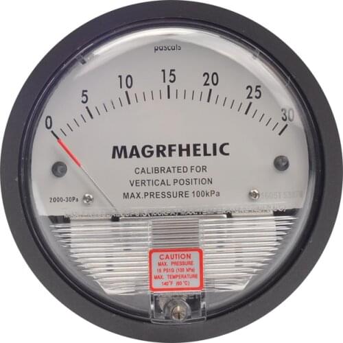 0-30PA Micro Differential Pressure Gauge High Precision Round Type Pointer Instrument Micromanometer TE2000