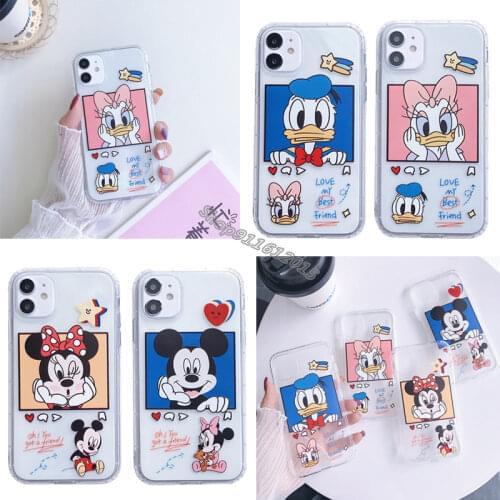 Mickey Minnie Mouse Mobile Phone Case Disney Soft Transparent Silicone Printed Phone Cover Shell for IPhone 6 7 8 11 12pro Xr Xs