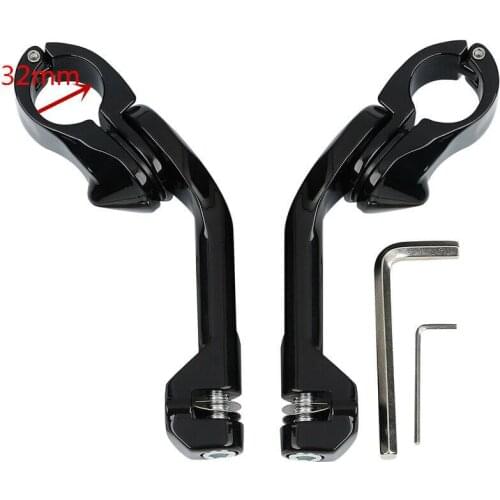 Motorcycle 1 1/4" 32mm Chrome/Black Long Angled Adjustable Highway Foot Peg Mount For Harley Dyna