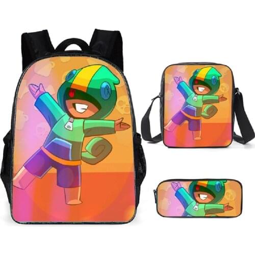 3PCS School Bag Sets 3 Printing School Backpack For Teenagers Boys Girls Student Travel Games BS Schoolbags