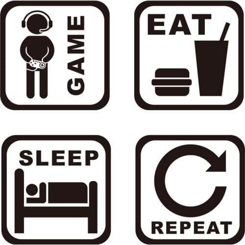 Game Room Wall Stickers Decals Home Wall Decoration GAME EAT SLEEP REPEAT