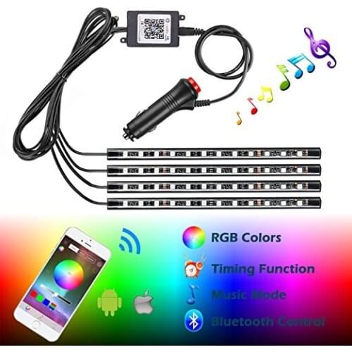 New Car RGB LED Neon Interior Light Lamp Strip Decorative Atmosphere Lights Wireless Phone APP Control For Android IOS 12v