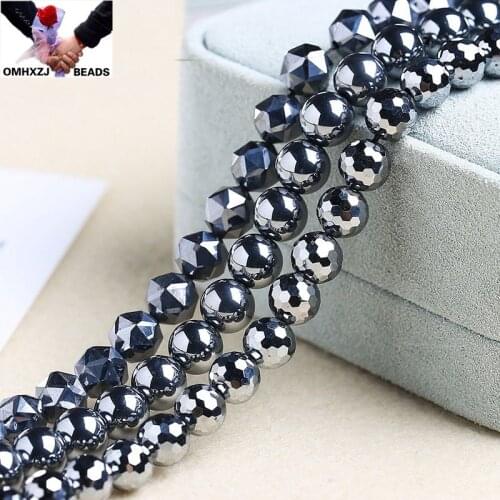 OMH Wholesale JD124 4 6 8 10 12mm Jewelry DIY Making Bracelet Necklace Natural AAA Terahertz Loose Spacer Faceted Round Beads