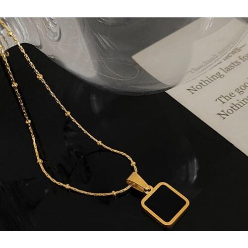 Black Pendant Necklace for Women Stainless Steel Metal Choker Necklace Gift 2021