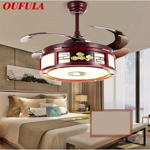 OUFULA Ceiling Fan Light Invisible Lamp With Remote Control Modern LED For Home Living Room