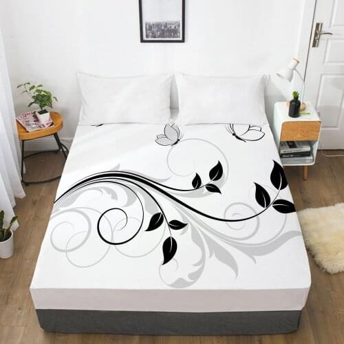 Fitted Sheets With Elastic Band Mattress Cover 3D HD Printed Bedsheet Bed Sheet Linens 160X200/90x200CM Size Bedding Simple leaf