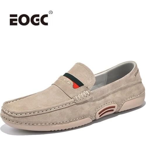 Plus Size Suede Leather Casual Men Shoes Anti-slip Soft Loafers Moccasins Breathable Outdoor Slip-On Non-Slip Driving Shoes Men