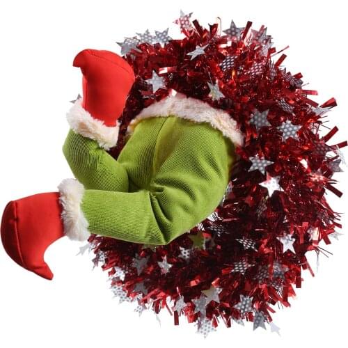 Christmas Thief Stole Furry Green Grinch Arm Hand,Head Ornament Holder Tree Sets for Christmas Decorations Stuffed Toy