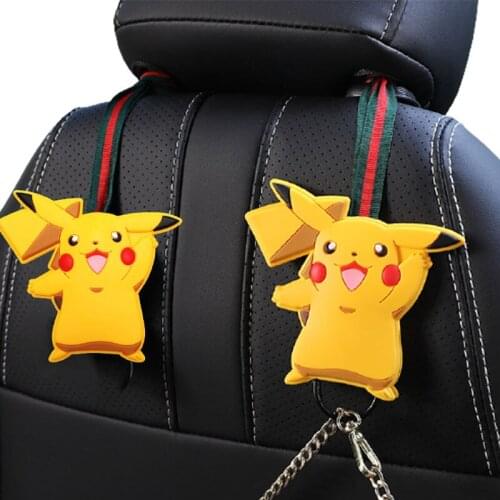 Pokemon Pikachu Cartoon Car Hook Hidden Rear Seat Back Storage Pendant Hook Rope Car Multi-function Can Rotate Firmly Telescopic