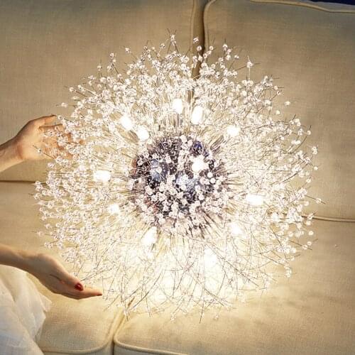 Modern Crystal Snowflake LED Chandelier Cristal Dandelion Hanging Lighting Fixtures For Living Room Luxury Suspension Lights