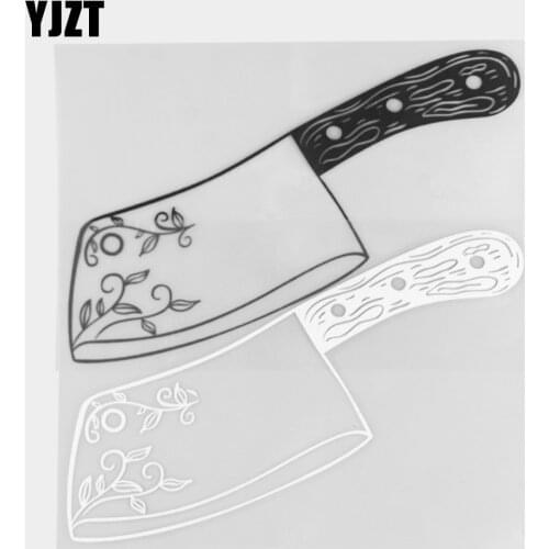 YJZT 15×10.1CM Creative Vinyl Decal Personalized Kitchen Knife Fun Decorative Car Sticker Black / Silver 20D-0370