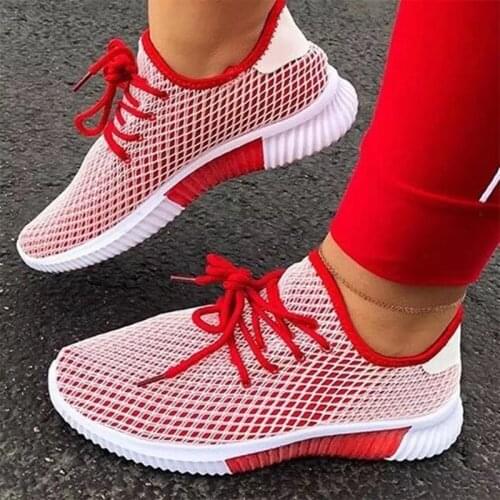 New Mesh Women Flat Walking Shoes Casual Shoes Ladies Outdoor Sport Sneakers Breathable Female Lace-up Footwear Size 36-43