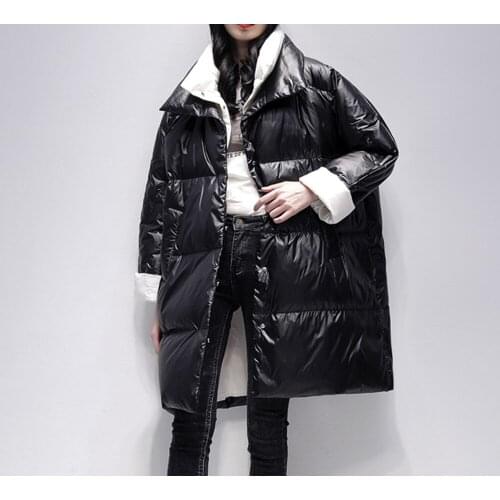 Women White Duck Down Coat 2021 New Female Loose Oversize Puffer Jacket Double Stand Collar Casual Thicken Warm Ladies Overcoat