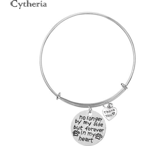 No longer by my side but forever in my heart Letter Bracelet women Party Dress Wafer adjustable bracelets pendants Sweet Bangle