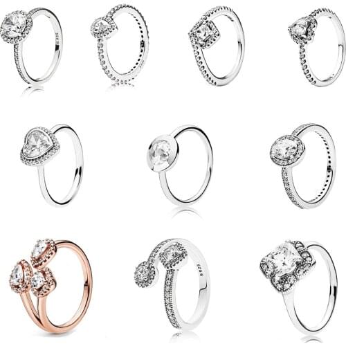 High-quality Spring New Sterling Silver 925 Rose Geometry, Round, Heart-shaped RING Original Womens Jewelry AUTHENTIC Gift