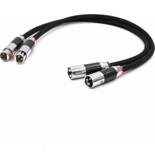 1pair 1M Carbon fiber XLR plug G5 5N pure copper silver plated Audiocrast A10 Hifi audio interconnect XLR cable