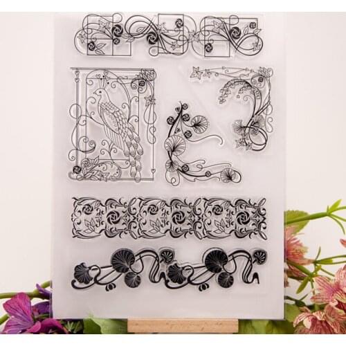 1pc Peacock Flower Transparent Clear Silicone Stamp Seal Cutting DIY Scrapbooking Rubber Stamping Coloring Diary Decor Reusable