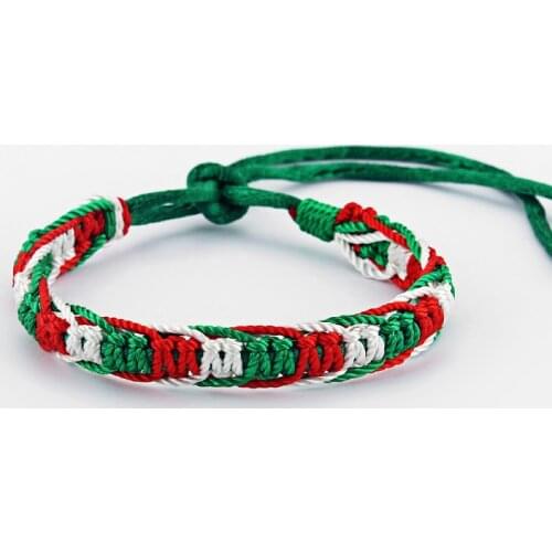 10 Fashion Italy Flag Green Red White Silk Cord Macrame Friendship Bracelet Surfer