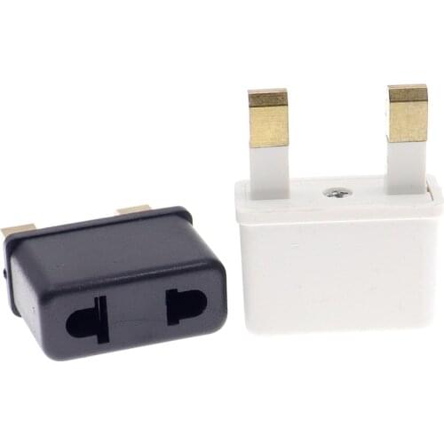 2pcs EU US to UK AC Power Socket Plug Travel Wall Charger Outlet Adapter Converter 2 Socket Input Pin For Phone Charging