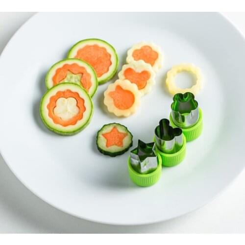 3Pcs Star Heart Shape Vegetable Cutter with Plastic Handle Fondant Cake Cookie Fruit Plunger Mold Diy Mold Kitchen Cooking Tools