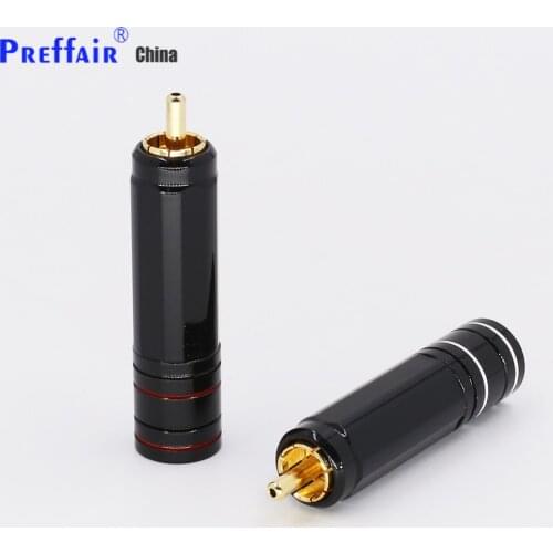 4Pcs High Quality Gold Plated RCA Plug Lock Collect Solder A/V Connector HIFI Connector for DIY cable diameter