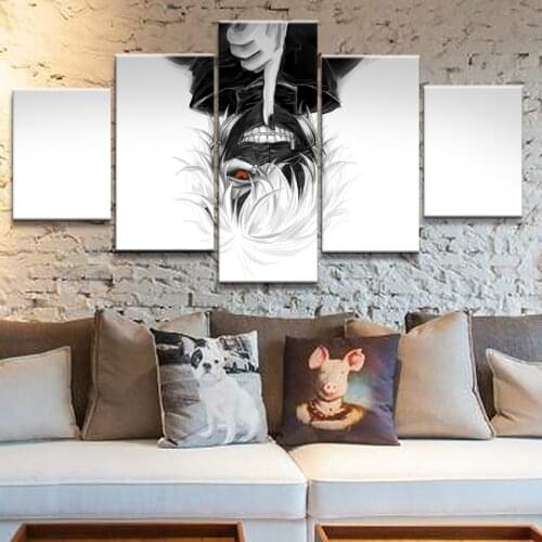 5 Panel Poster Anime Movie Tokyo Ghouls Wall Art Canvas HD Print Decoration Living Room Home Decor Modular Pictures Oil Painting