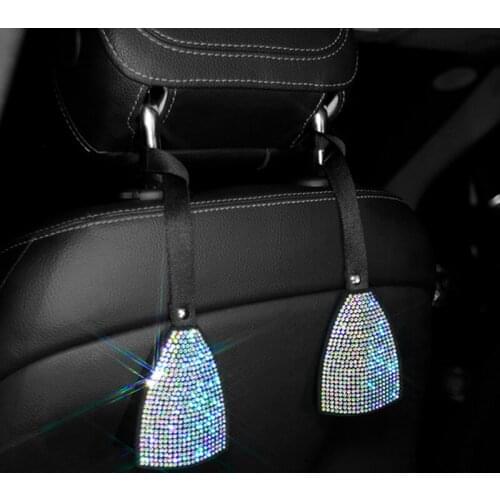 Car Hooks Crystal Rhinestone Back Seat Headrest Hanger Storage Hooks For Groceries Bag Handbag Auto Products Accessories