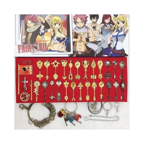 35 pieces Fairy Tail Keychain Box Anime Badges