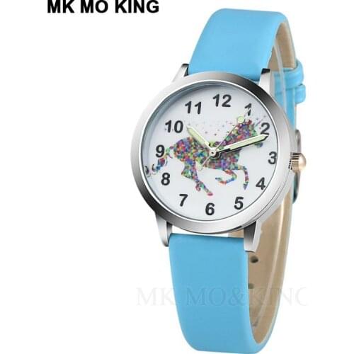Brand Quartz Childrens Watch Card Crystal Leather Pegasus Cartoon Girl Clock Fashion Boy Child Birthday Gift Bracelet Relogio