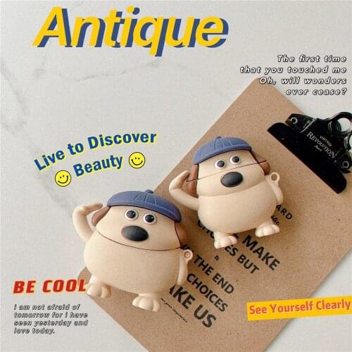 For AirPods pro Case 3D Cute Cartoon Cool detective dog Cover for Apple Air pods 2 Bluetooth Wireless Earphone Charging Box capa