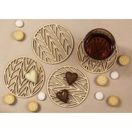 Wooden coasters - Set of Laser cut wood coasters, Unique coasters, Geometric drink coasters, Drink coasters made of wood, Modern