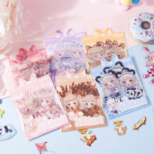 Dimi 30 Sheets Kawaii Girl Series PET Sticker Decor Journaling Planner Scrapbooking Cute Stationery Lable DIY School Accessories