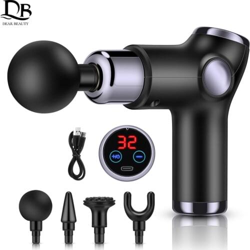 LCD Display Electric Massage Gun Deep Powerful Tissue Massage Gun Muscle Body Massager Gun Rechargeable Cordless Muscle Massager