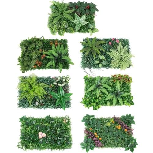 Artificial Hedge Indoor Outdoor Artificial Plants Flower Turf Lawn Topiary Greenery Wall Art Panels for Wedding Garden Yard