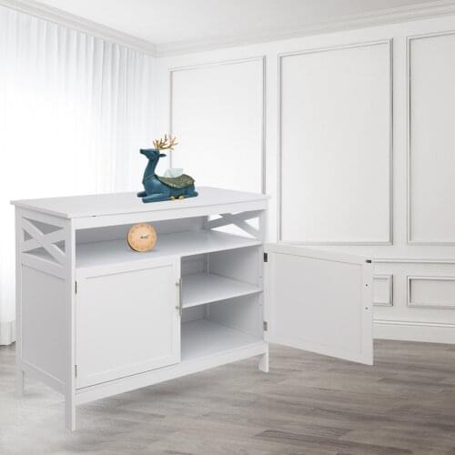 Kitchen Cabinets FCH Double Door Side Cabinet With Partition White