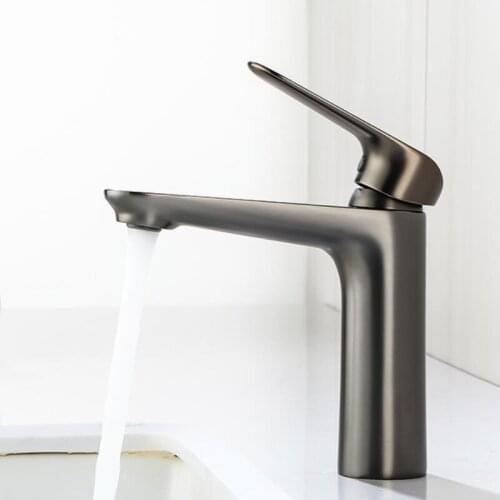 Brushed gold or gray Brass Bathroom sink faucet cold hot water basin mixer faucet tap top quality bathroom faucet GG88