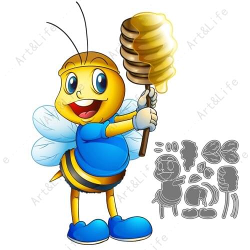 Cute Bee and Honey Metal Cutting Dies Hot New Stencils for Making Scrapbooking Album Festival Card Embossing DIY Cut Die