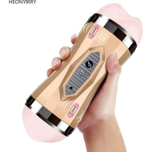 Male Pussy Masturbator Vibrator Real Vagina for Men Silicone Toy,Deep Throat Pussy Mouth Double Sex Toys for Adult Suck Man