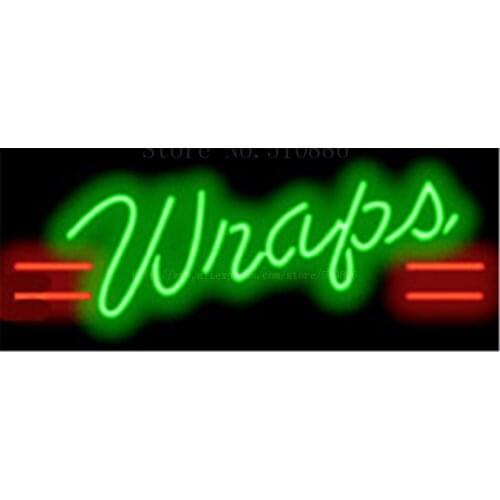 Wraps NEON SIGN REAL GLASS BEER BAR PUB LIGHT SIGNS store display Restaurant shop food dining subs Advertising Lights 17*14"