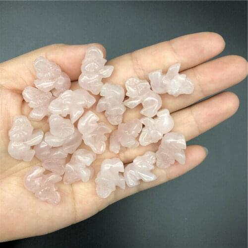 Wholesale 1PC Mini Natural Pink Rose Quartz Crystal Elephant Hand Carved Animal Healing Stones Natural Quartz Crystals